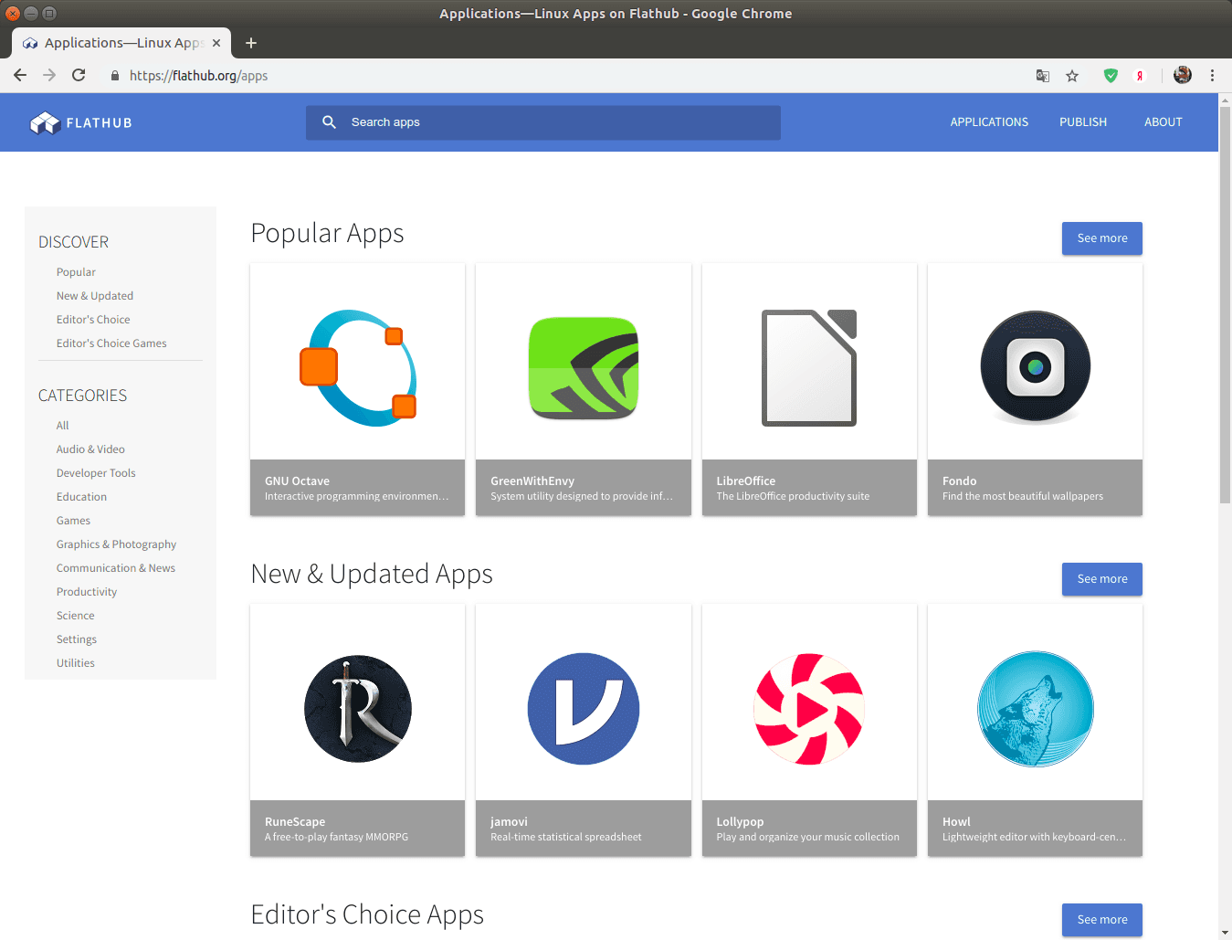 Магазин приложений Flathub