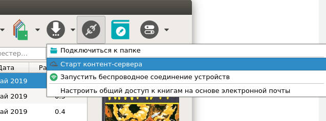 Старт контент-сервера Calibre